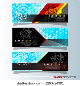 Set of horizontal banners. Abstract geometric in colorful background . Vector illustration.
