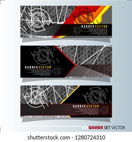 Set of horizontal banners. Abstract geometric in colorful background . Vector illustration.