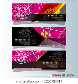 Set of horizontal banners. Abstract geometric in colorful background . Vector illustration.