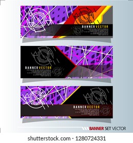 Set of horizontal banners. Abstract geometric in colorful background . Vector illustration.
