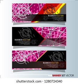 Set of horizontal banners. Abstract geometric in colorful background . Vector illustration.