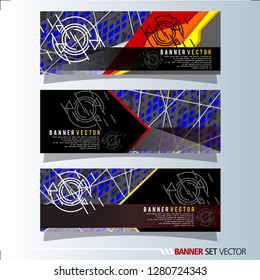 Set of horizontal banners. Abstract geometric in colorful background . Vector illustration.