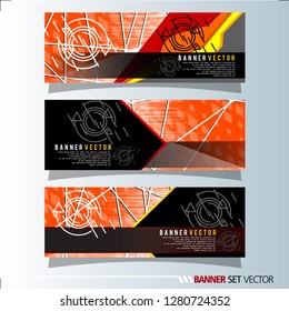 Set of horizontal banners. Abstract geometric in colorful background . Vector illustration.