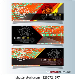 Set of horizontal banners. Abstract geometric in colorful background . Vector illustration.