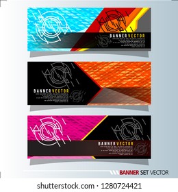 Set of horizontal banners. Abstract geometric in colorful background . Vector illustration.