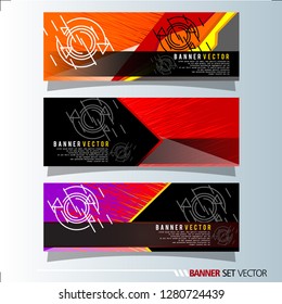 Set of horizontal banners. Abstract geometric in colorful background . Vector illustration.