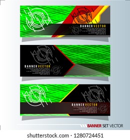 Set of horizontal banners. Abstract geometric in colorful background . Vector illustration.