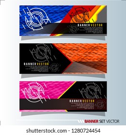 Set of horizontal banners. Abstract geometric in colorful background . Vector illustration.