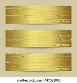 Set of horizontal banners. Abstract geometric background with connected lines and dots. Vector illustration.