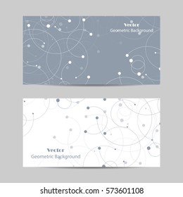 Set of horizontal banners. Abstract geometric background with connected lines and dots. Vector illustration.