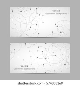 Set of horizontal banners. Abstract geometric background with connected lines and dots. Vector illustration.