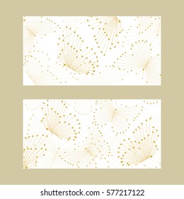 Set of horizontal banners. Abstract geometric background with connected lines and dots in a shape of butterflies. Vector illustration.