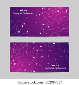 Set of horizontal banners. Abstract geometric background with connected lines and dots. Vector illustration.