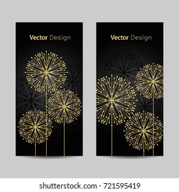 Set of horizontal banners. Abstract geometric background with connected lines and dots in a shape of flowers. Vector illustration.