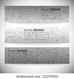 Set of horizontal banners. Abstract gray background vector, illustration for communication.