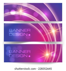 Set of horizontal banners. Abstract light background. The illustration contains transparency and effects. 