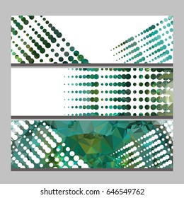 Set of horizontal banners with abstract mosaic pattern and dots. Template design, label banner, cover, print, flyer, blank, card, ad, sign, sheet. Copy space. Vector clip art.