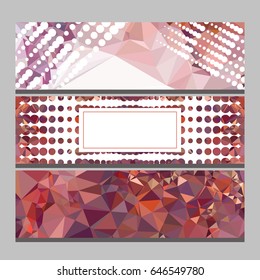 Set of horizontal banners with abstract mosaic pattern and dots. Template design, label banner, cover, print, flyer, blank, card, ad, sign, sheet. Copy space. Vector clip art.