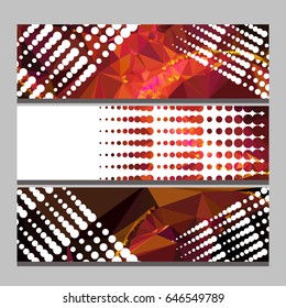 Set of horizontal banners with abstract mosaic pattern and dots. Template design, label banner, cover, print, flyer, blank, card, ad, sign, sheet. Copy space. Vector clip art.