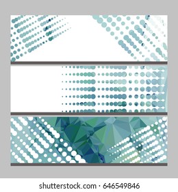 Set of horizontal banners with abstract mosaic pattern and dots. Template design, label banner, cover, print, flyer, blank, card, ad, sign, sheet. Copy space. Vector clip art.