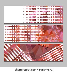 Set of horizontal banners with abstract mosaic pattern and dots. Template design, label banner, cover, print, flyer, blank, card, ad, sign, sheet. Copy space. Vector clip art.