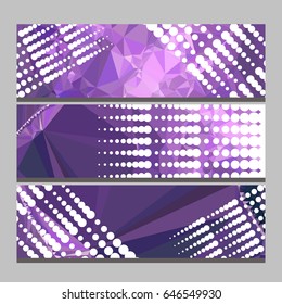 Set of horizontal banners with abstract mosaic pattern and dots. Template design, label banner, cover, print, flyer, blank, card, ad, sign, sheet. Copy space. Vector clip art.