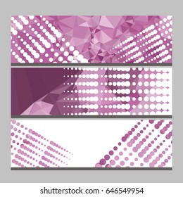 Set of horizontal banners with abstract mosaic pattern and dots. Template design, label banner, cover, print, flyer, blank, card, ad, sign, sheet. Copy space. Vector clip art.