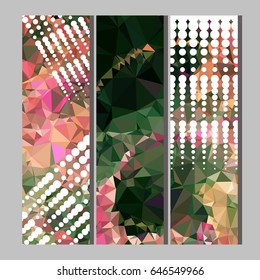Set of horizontal banners with abstract mosaic pattern and dots. Template design, label banner, cover, print, flyer, blank, card, ad, sign, sheet. Copy space. Vector clip art.