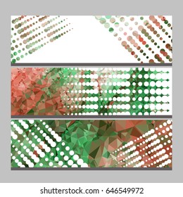 Set of horizontal banners with abstract mosaic pattern and dots. Template design, label banner, cover, print, flyer, blank, card, ad, sign, sheet. Copy space. Vector clip art.
