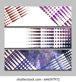 Set of horizontal banners with abstract mosaic pattern and dots. Template design, label banner, cover, print, flyer, blank, card, ad, sign, sheet. Copy space. Vector clip art.
