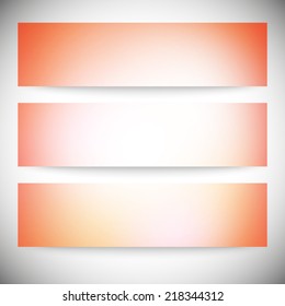 Set of horizontal banners. Abstract multicolored defocused lights background vector illustration.