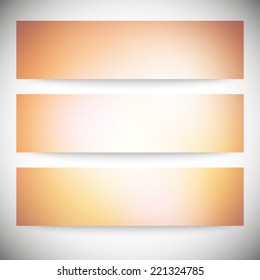 Set of horizontal banners. Abstract multicolored defocused lights background vector illustration.