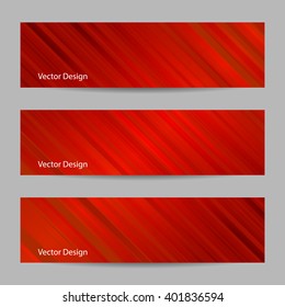 Set of horizontal banners. Abstract red striped background. Business, science, medicine and technology design.