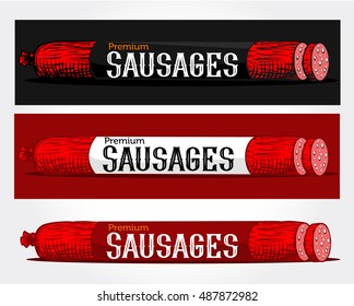 Set of horizontal banners barbecue or meat shop. banner. Barbecue promotional banner. 