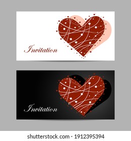 Set of horizontal banners with beauliful hearts.