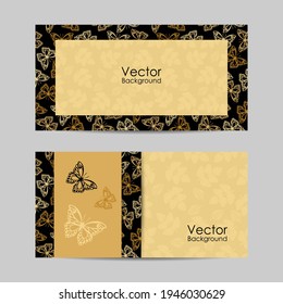 Set of horizontal banners with beautiful butterflies. Vector illustration.