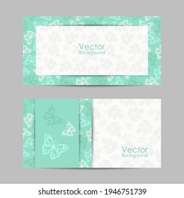 Set of horizontal banners with beautiful butterflies. Vector illustration.
