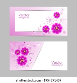 Set of horizontal banners with beautiful flowers. Vector illustration.