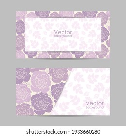 Set of horizontal banners with beautiful roses. Vector illustration.