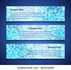Set of horizontal banners with blue and white glowing circles