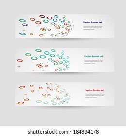 Set of horizontal banners with colored circles