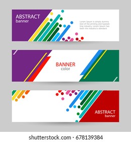 Set horizontal banners with empty place for text. Abstract vector backgrounds. Colorful rainbow stripes on a white background.