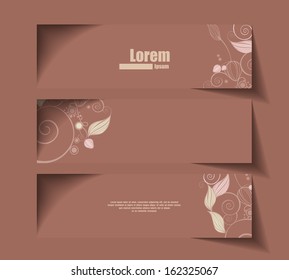 Set of horizontal banners with flowers