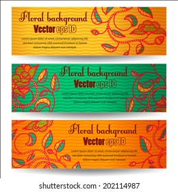 Set of horizontal banners with flowers 