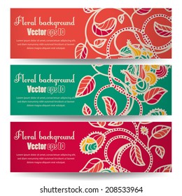 Set of horizontal banners with flowers 