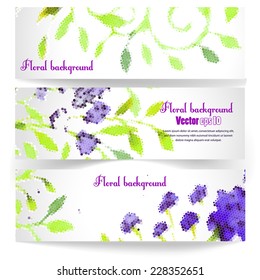 Set of horizontal banners with flowers 