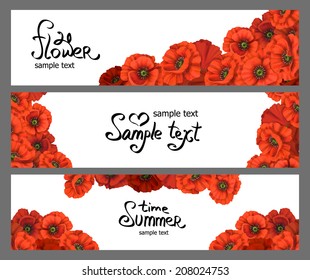 Set of horizontal banners with flowers. Vector Floral Frame Set. Easy to edit. 