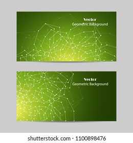 Set of horizontal banners. Geometric pattern with connected lines and dots. Vector illustration.