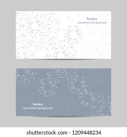 Set of horizontal banners. Geometric pattern with connected lines and dots