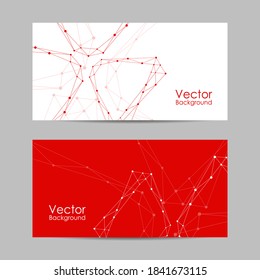Set of horizontal banners. Geometric pattern with connected lines and dots. Vector illustration.